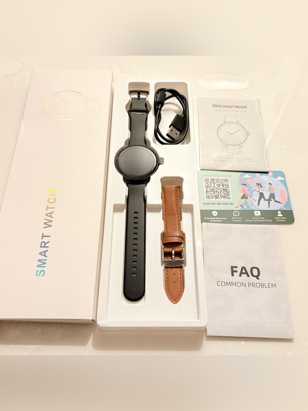 DR03 Smart Watch 41mm Black
Metal Case Black Silicone Band
Android/iOS USB